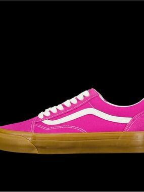 Vans Pink Canvas Low-Top Sneakers with White Stripe and Gum Sole